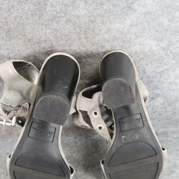 Sam Edelman Shoes Womens 6.5 Heeled Sandals Ankle Straps Leather Block Heel Grey - Picture 12 of 15